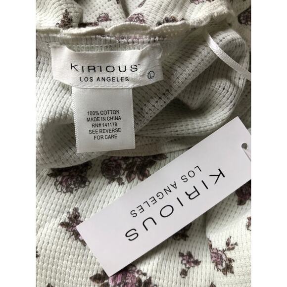 Kirious Crop Top Cropped Floral Long Sleeve Button Front Babydoll Peplum NWT L - Picture 4 of 5